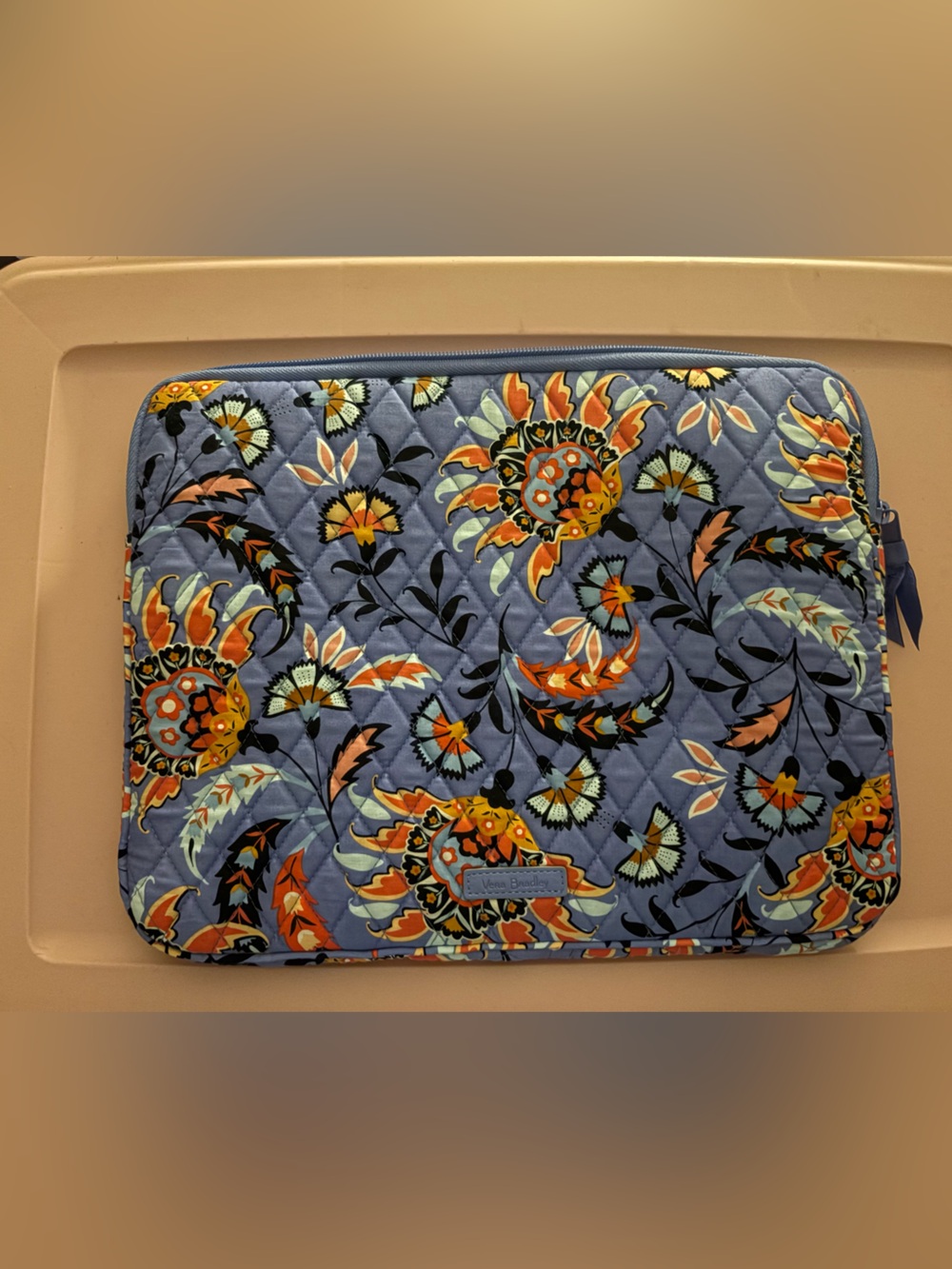 Vera Bradley Quilted Sleeve in Purple with Orange and Yellow Floral Print